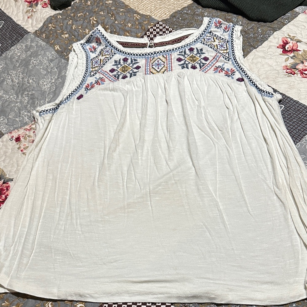 Knox Rose White Embroidered Tank Top
